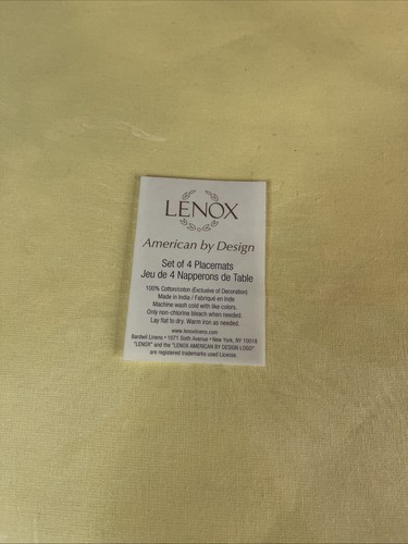 Lenox Placemats Set Of 4 Blue Yellow Butterflies Embroidered 13x19” Quatrefoil - Picture 5 of 7