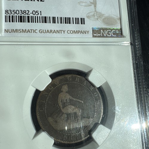 1870 OM SPAIN 5 Pesetas Coin Provisional Government NGC Genuine -051 - Picture 4 of 4