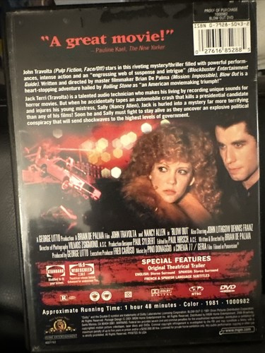 Blow Out (DVD, 1981) - Imagen 2 de 2