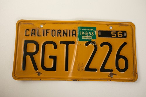 California Nummernschild 1956 gelb schwarz (G4R/JSF6) RGT 226 Gruppe einzeln 1958