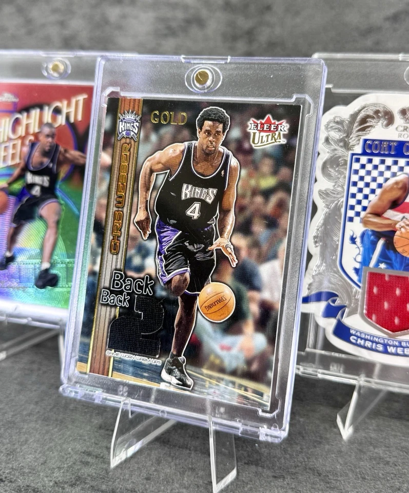 Chris Webber 3-card-lot: SSP, Game Worn, And Serial #d Cards. Kings - Image 3 of 4