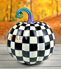 Mackenzie-Childs Fortune Teller Courtly Check Large 12" T Pumpkin Halloween New