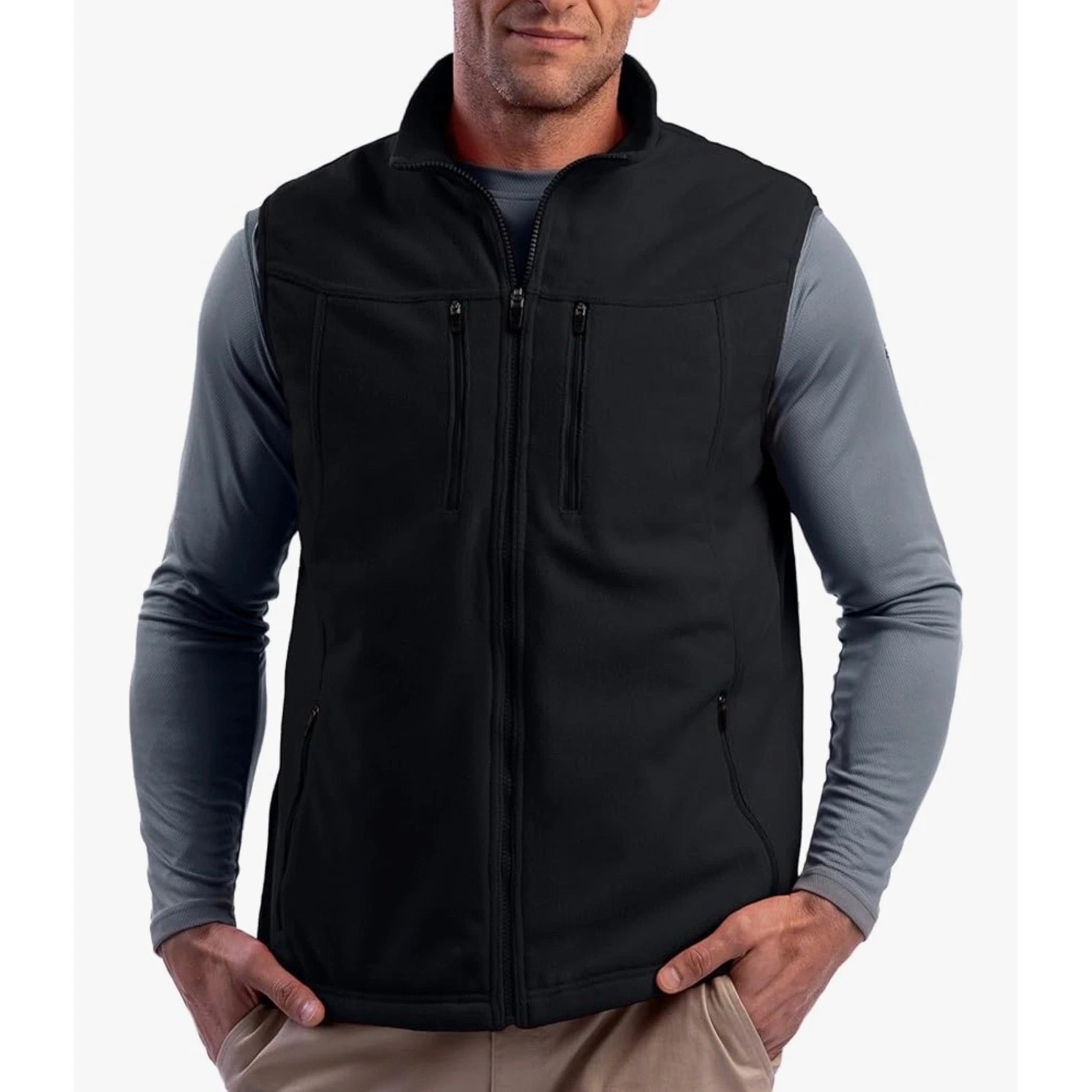SCOTTeVEST Fireside Fleece Vest Mens XL Blk Zip Up 15 Pocket TSA Travel Jacket