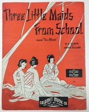 Three Little Maids From School Piano Sheet Music Gilbert Sullivan 1939 Calumet