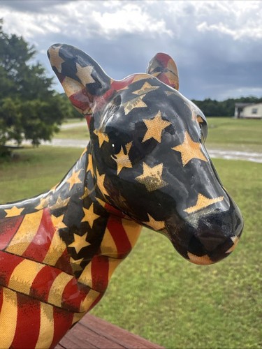 Figura Burro Años 80 Bandera Americana La Vie Porcelana Estrellas Rayas Patriótico EE. UU. - Imagen 3 de 12