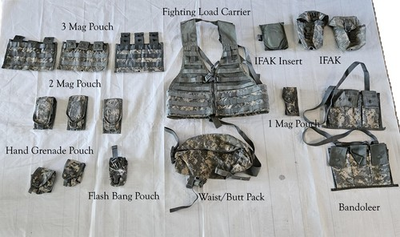 #ad 17 pc US Army MOLLE II ACU Fighting Load Carrier Vest w Tons of Extras 17 pieces $29.99