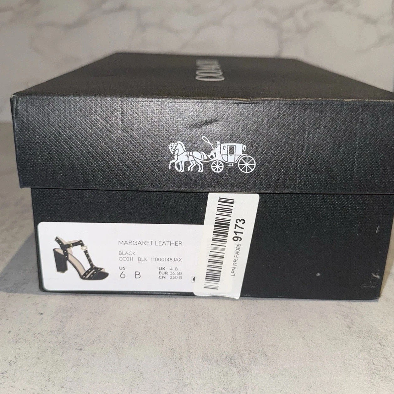 Coach Margaret sandalo in pelle nero 6 B (M) $258 vendita al dettaglio