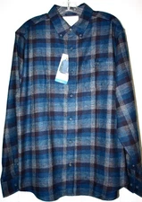 Weatherproof Vintage Long Sleeve Blue/Navy/Gray Flannel Shirt Men's Large NEW