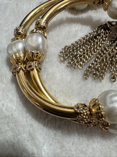 Vintage 1940s Faux Baroque Pearl Wrap Bracelet Miriam Haskell Style - Picture 4 of 6