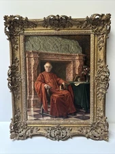 ANTIQUE MASTERFUL PORTRAIT PAINTING CARDINAL RELIGIOUS ICON INTERIOR LISTED OIL