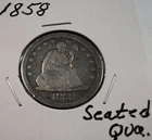 1858 Seated Liberty Silver Quarter Dollar