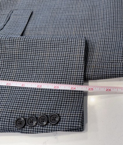 Ralph Lauren Seide Wolle Grau Blau Hahnentritt Blazer Anzug Jacke Mantel Herren 40R - Bild 12 von 19