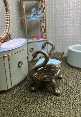 #ad 1:12 Miniature Dollhouse Swan vanity Bench Hollywood Regency Style $29.00