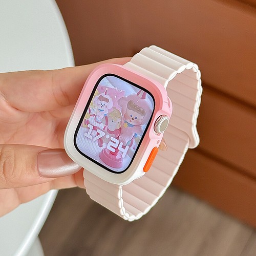 Silicone Magnetic Strap + Case For Apple Watch Band 10 9 8 SE 7 6 5 4 3 2 38 49 - Picture 2 of 35