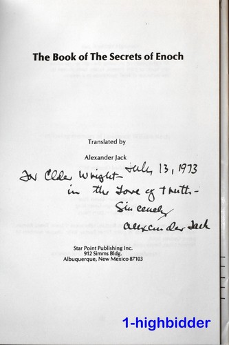 SIGNED! 1972 The Book of the Secrets of Enoch 1st Ed HCDJ Alexander Jack RARE! - Picture 2 of 8