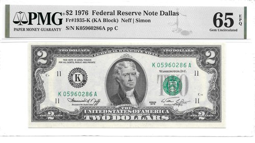 1976 Dallas $2 FRN (KA Block) PMG 65 EPQ Gem Uncirculated - Picture 19 of 24
