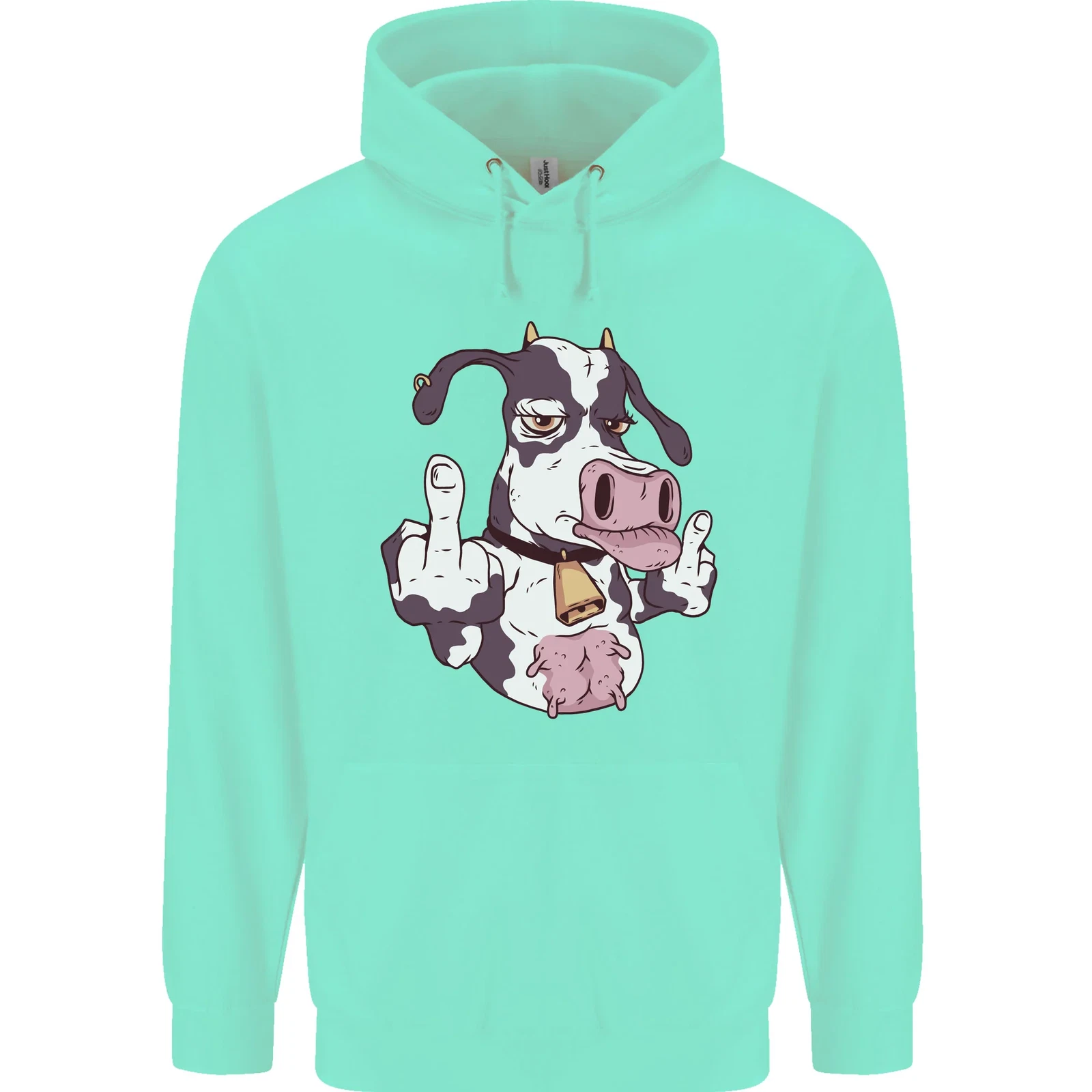 RHUDE Felpa con cappuccio divertente offensiva rude dito mucca da uomo 80% cotone