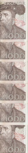 SWEDEN 1000 1,000 KRONER P67 2005 GUSTAF VASA THRESHING X 1 PCE MONEY BANK NOTE - Picture 2 of 6