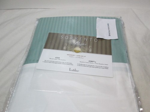 Textilier Sorrento Stripe Twin Bedskirt ~ 410 TC ~ Ocean Blue NIP - Picture 3 of 6