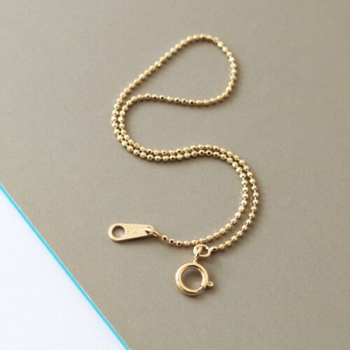 14ct Solid GoldBead Blind Chain Bracelet /Anklet, 14K, 17cm, 23cm, 1mm-2mm, new - Picture 3 of 11