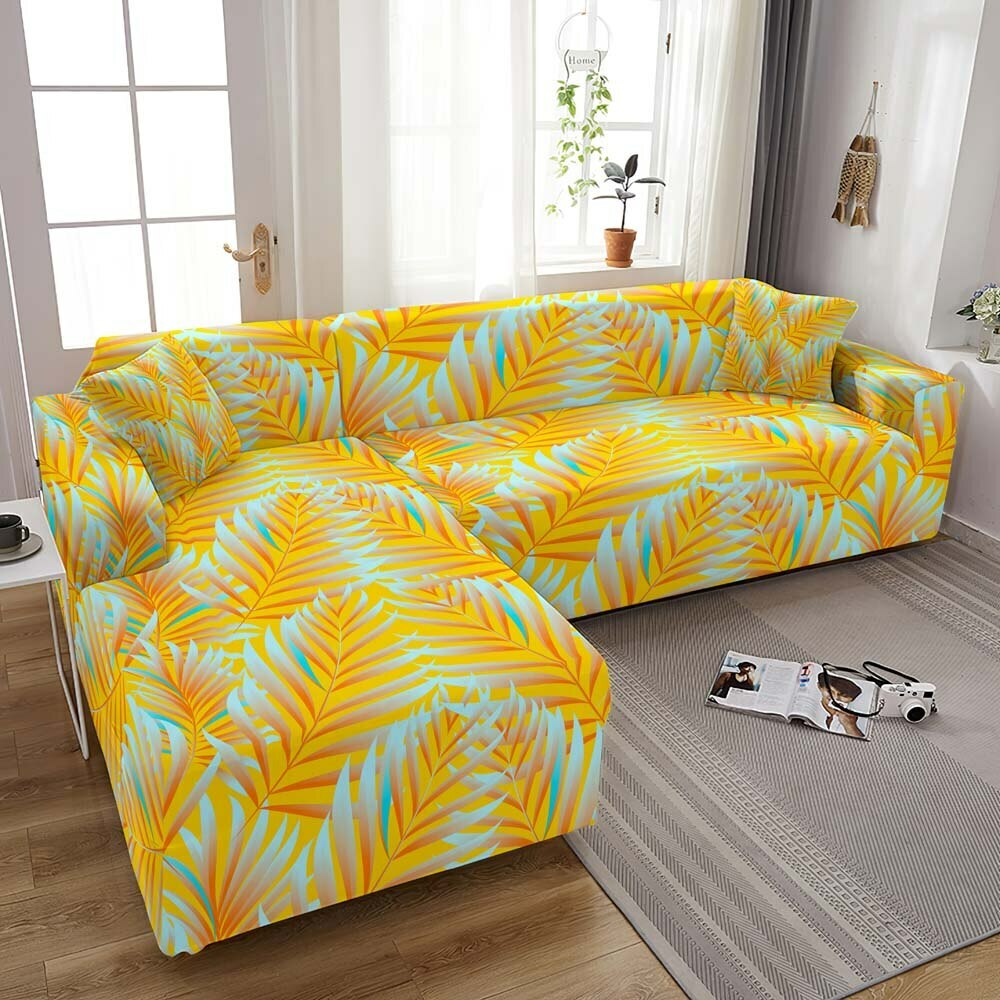 Leaf Printed Slipcover Elastic Sofa Cover Living Room Corner Stretch Couch Cover Zaskakująca wyjątkowa wartość, najnowsza praca