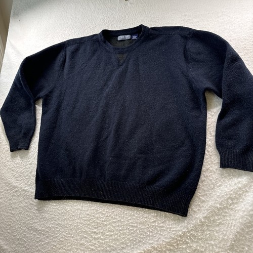 Vtg Structure Aran Wool Nylon Cotton sweater Men Sz XL Navy Y2K Fisherman Rag 25 - Picture 6 of 15