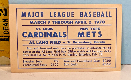 1970 St. Louis Cardinals & New York Mets Spring Baseball Schedule