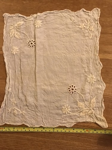 Vintage Silk Beige Semi Sheer Handkerchief Hanky with floral Design - Picture 2 of 4