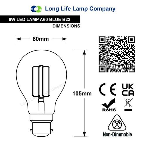 Vintage 6W LED GLS Light Bulb RED BLUE Antique Style A60 Coloured Lamp E27 B22 - Picture 23 of 54