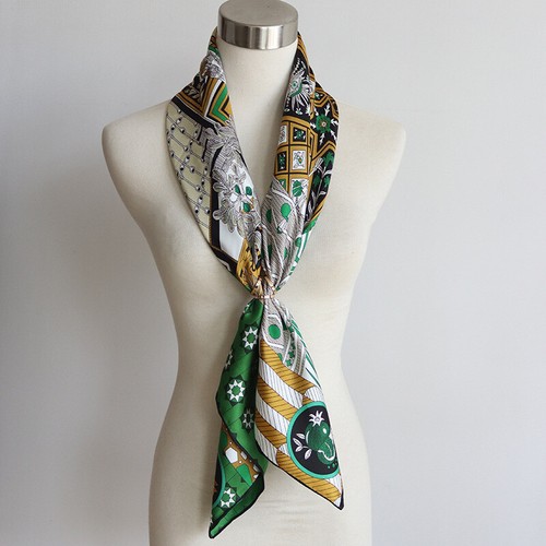 Sallys Twill Silk Wrap Scarf Stole Bandanna Aztec Printed Hijab Kerchief 35" - Picture 2 of 14