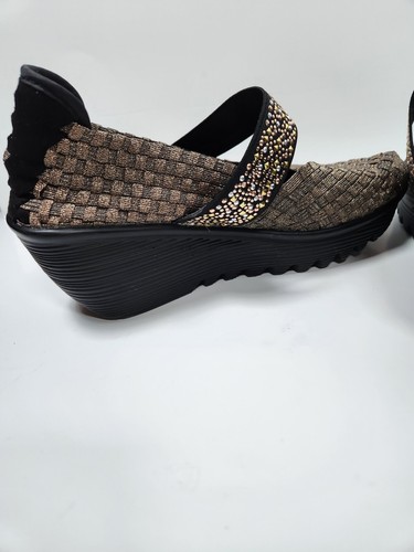Scarpa con zeppa Chunky Platform Bernie Mev Lulia Bronze Bling tessuto elasticizzato US 9,5 - Foto 13 di 16