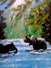 Original Painting Elephant Animals Portraits Tropical Africa Art Landscape