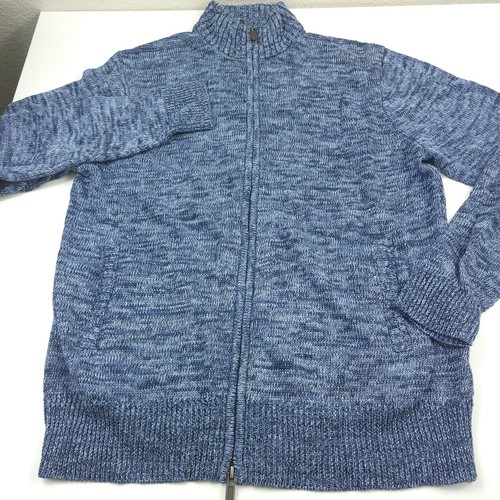 $248 Bloomingdales Blue 100% Linen Melange Knit Full Zip Sweater Mens 2XL - Picture 4 of 9
