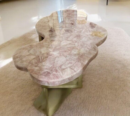 36"x24" Rose Quartz Stone Coffee & Dining Table Crystal Healing Gemstone Decors - Picture 4 of 8