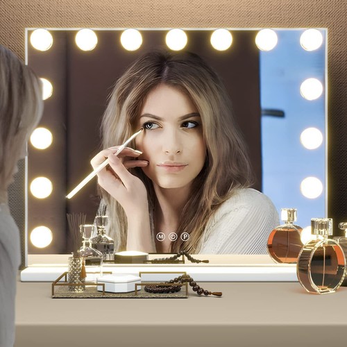 CASSILANDO Hollywood Tabletop Mount Vanity Mirror with Lights 15 LED Bulbs - Picture 15 of 24