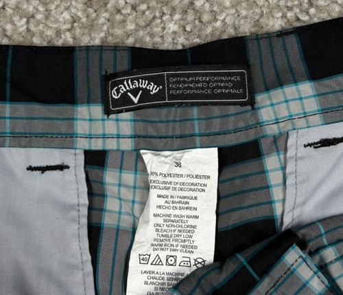 Callaway Herrenshorts 36 schwarz blau kariert vorne flach 10" Schrittlänge Golf Freizeit - Bild 4 von 10