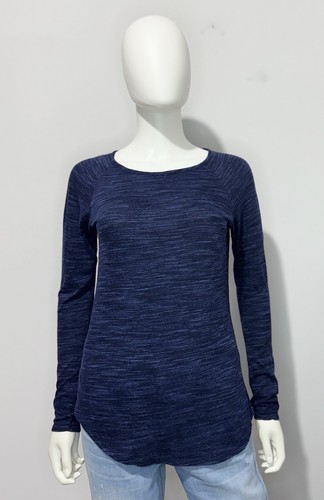 Top para mujer Athleta Transcend XS mezcla de algodón azul marino púrpura manga larga cuello redondo - Imagen 1 de 9