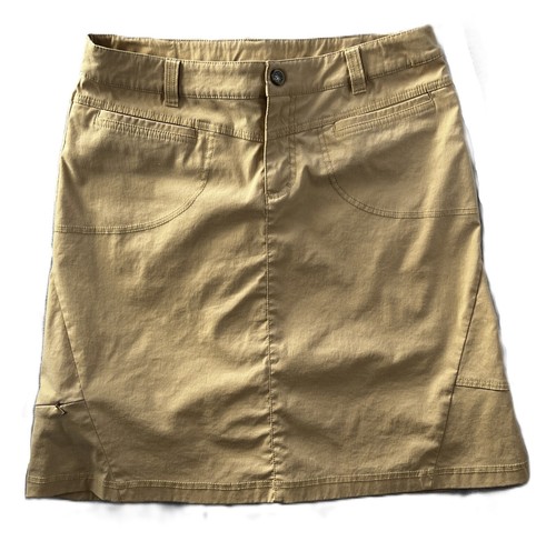 Athleta A-Line Khaki Cargo Skirt Pockets Athleisure SIZE 8 Stretch Nylon/Spandex - Picture 1 of 13