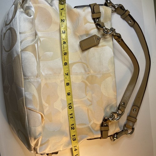 COACH Women VINTAGE Cream Beige Signature Sateen Brooke Hobo Shoulder Bag - Picture 7 of 11