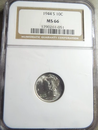 1944 S Mercury Dime -- NGC MS66 --
