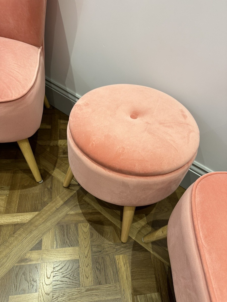 Dunelm Eliza Velvet Storage Footstool Pink eBay