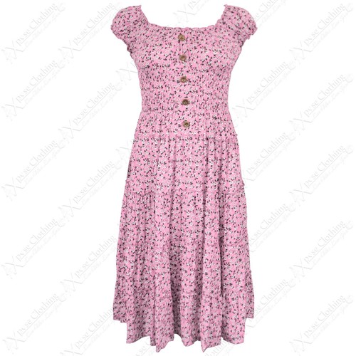 NEW WOMENS DITSY FLORAL PRINT TIERED DRESS SLEEVELESS SKATER LADIES SUMMER LOOK - Picture 2 of 171