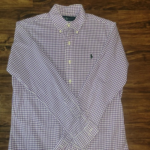 Ralph Lauren Hemd Herren Small Lila Weiß Gingham Langarm Knopfleiste - Bild 16 von 24