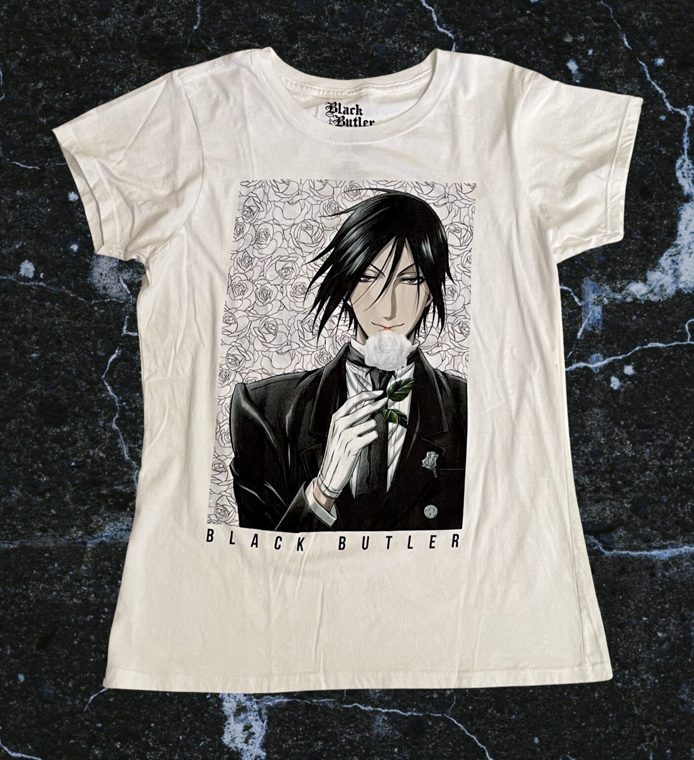 black and white rose t shirt