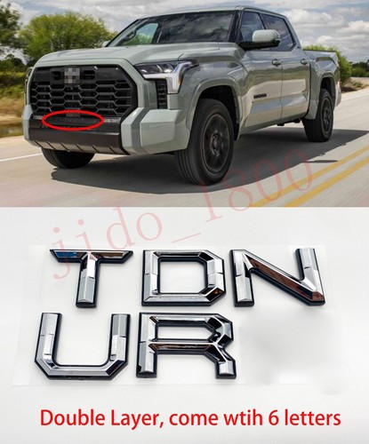 Chrome BLACK letters compatible with TOYOTA TUNDRA 2022 23 logo Front insert - Bild 1 von 6