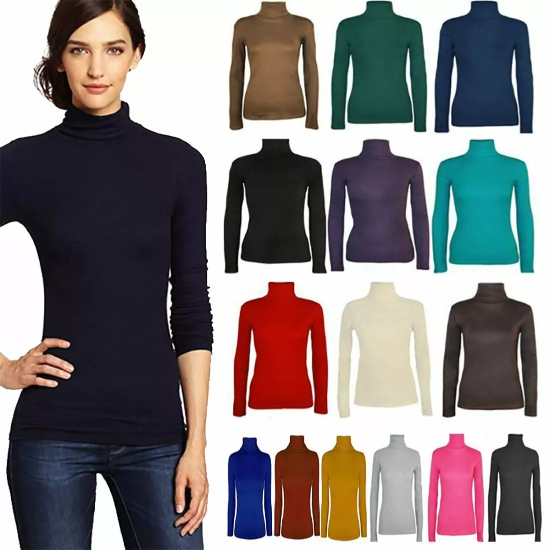 Ladies cotton top polo necks