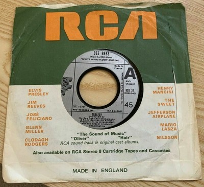 The Bee Gees Tragedy 1979 7” Single Vinyl Record RCA Label