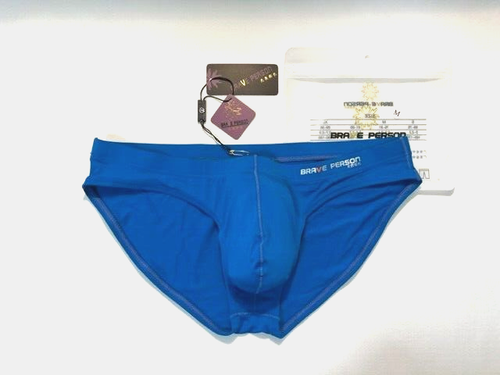 Brave Person  Size M   Men's Swim Bikini Brief - Blue (BP9791-BL-M) Pouch - Picture 1 of 10