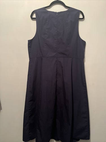 Banana Republic Organic Cotton Midi Dress Sleevless Pleated Front Blue SZ 16 P - Picture 5 of 5