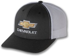 Chevrolet Gold Bowtie Gray and White Mesh Hat